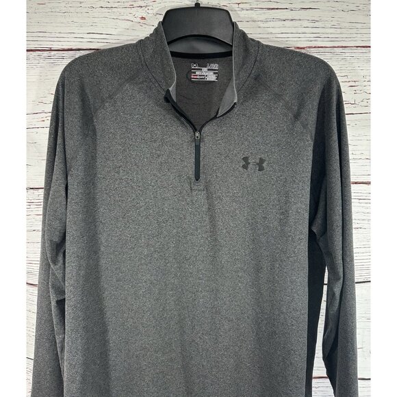 Under Armor Heat Gear Mens Long Sleeve Quarter Zip Shirt Gray Size XL Loose - Picture 6 of 11